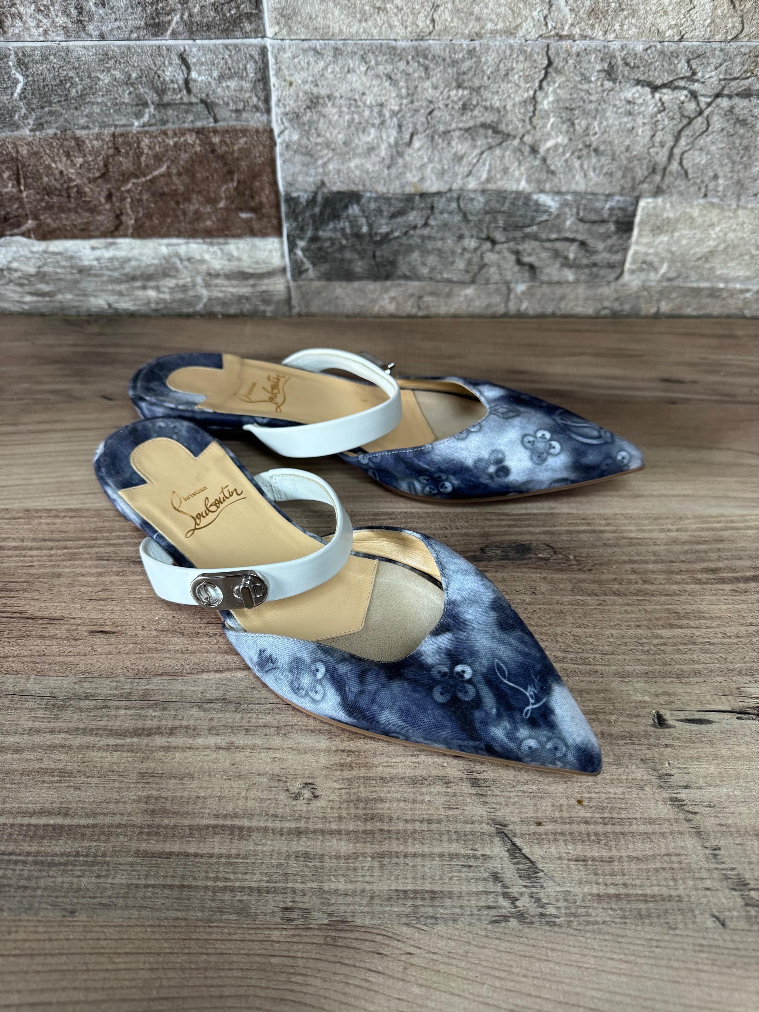 Denim Choc Lock Pointed Mules