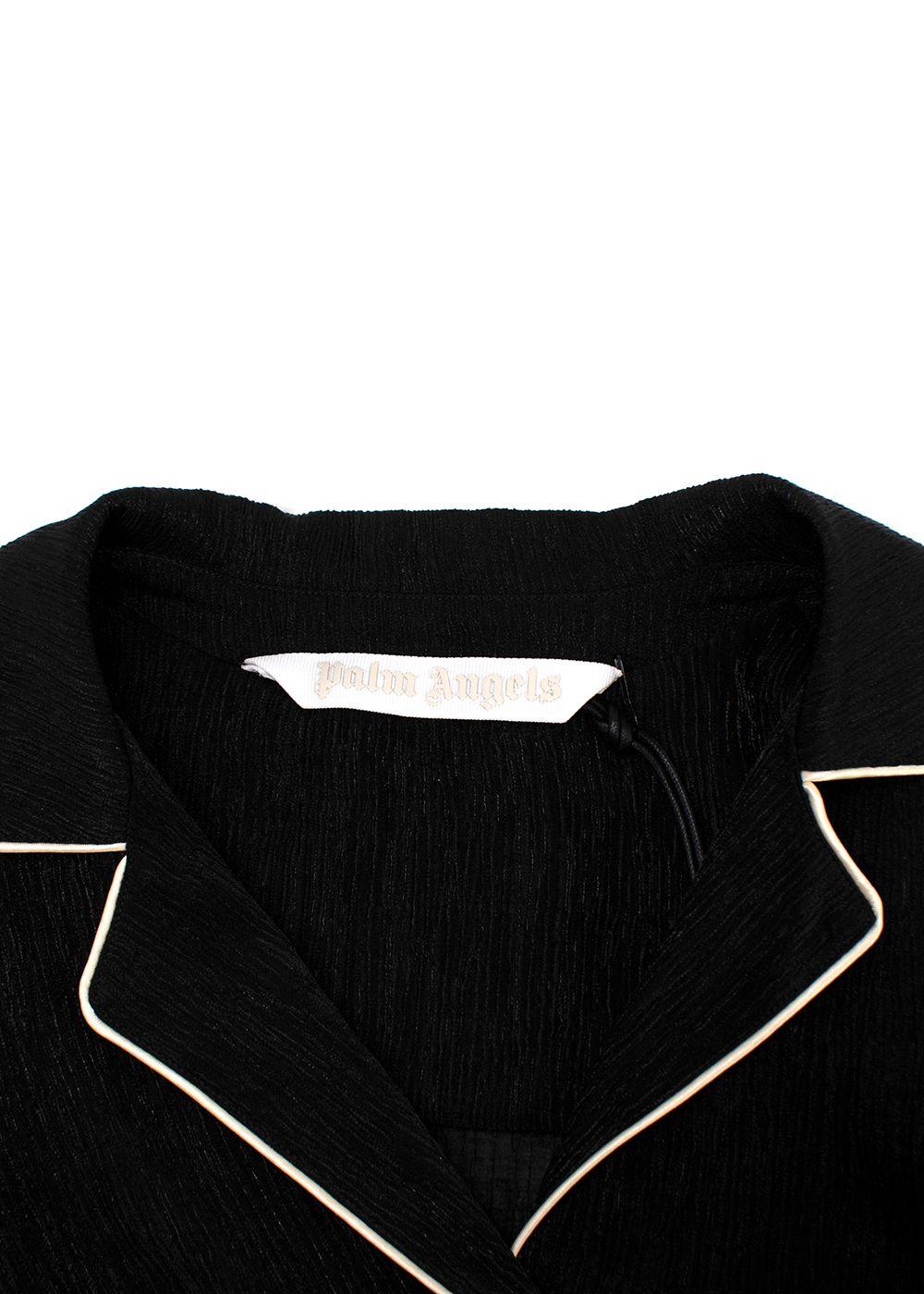 Palm Angels Black Soiree Logo Embroidered Bowling Shirt