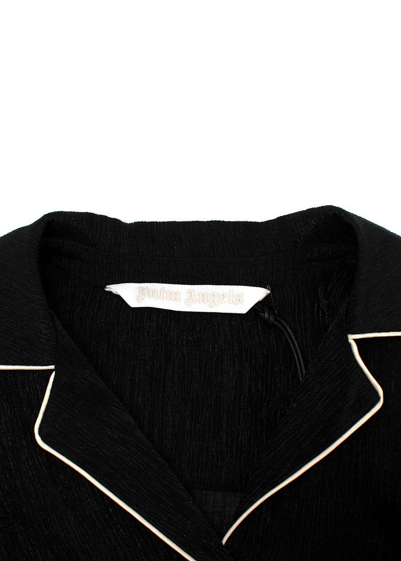 Palm Angels Black Soiree Logo Embroidered Bowling Shirt