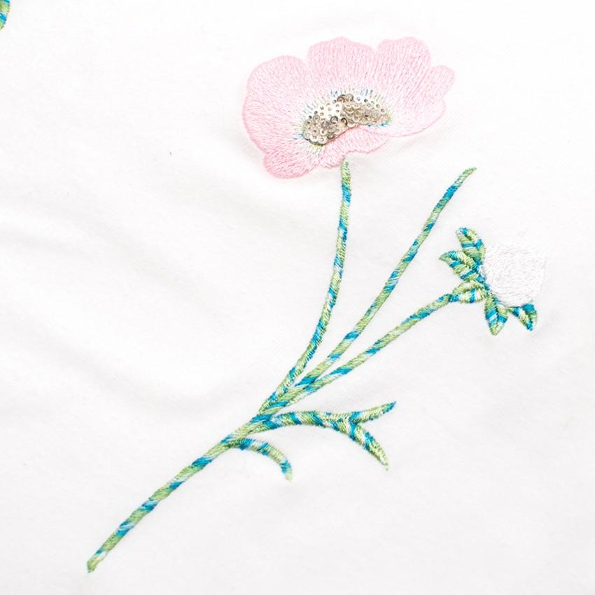 Simonetta Kids Girls Embroidered Sequin Floral T-Shirt