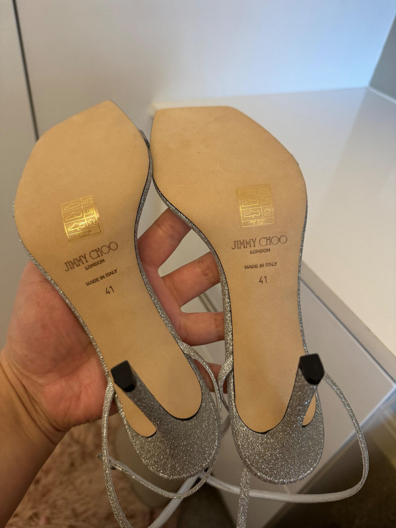 Jimmy Choo Silver Metallic Jaxon Sandals