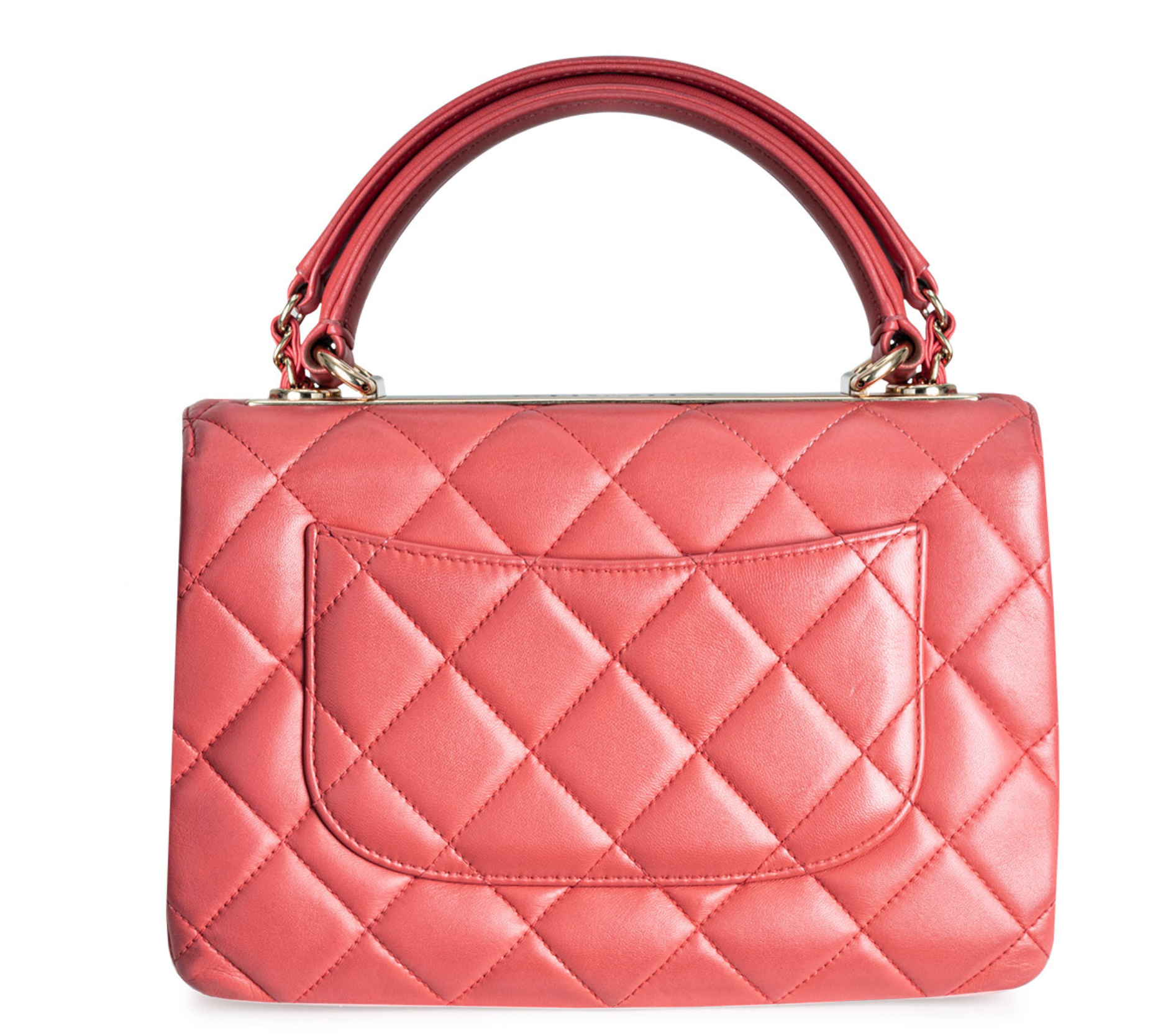 coral-pink lambskin leather small Trendy CC bag