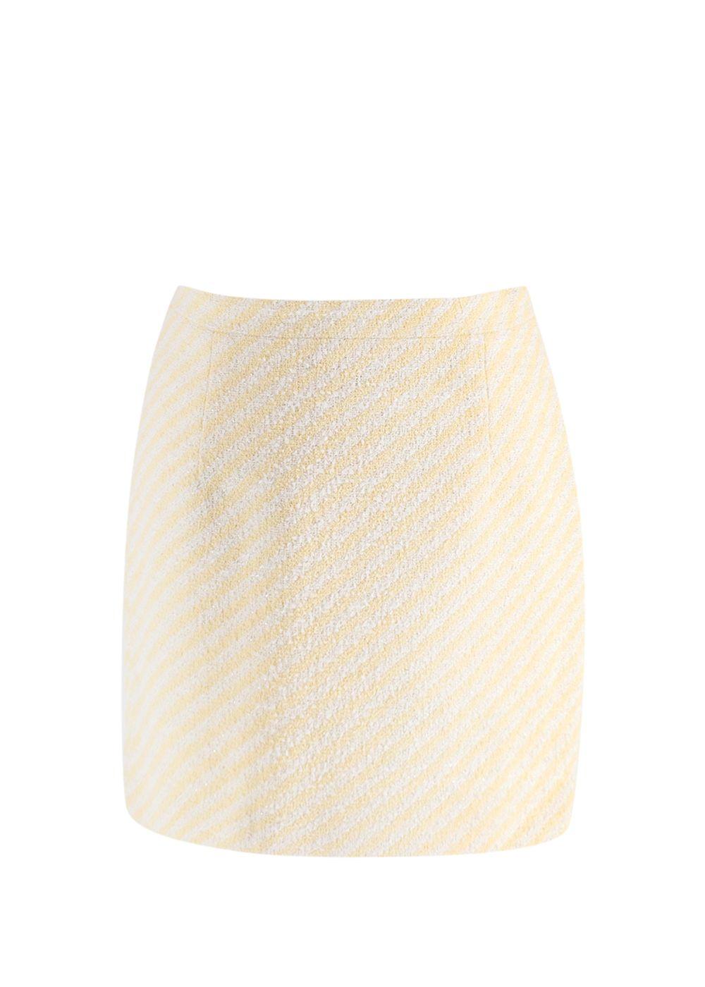 Alessandra Rich Yellow Striped Tweed Mini Skirt