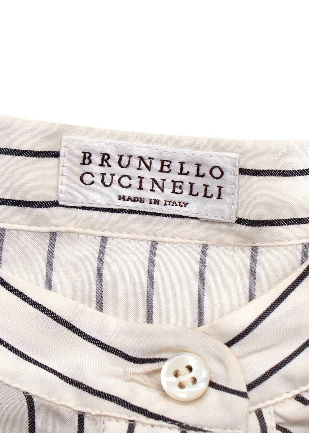 Brunello Cucinelli Black and White Stripe Silk Blouse