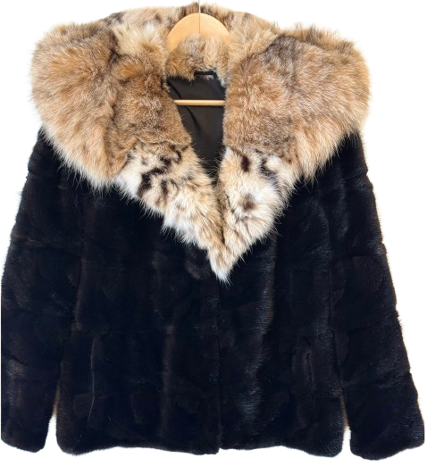 Bespoke Lightweight Black Mink /Bobcat Hooded Jacket