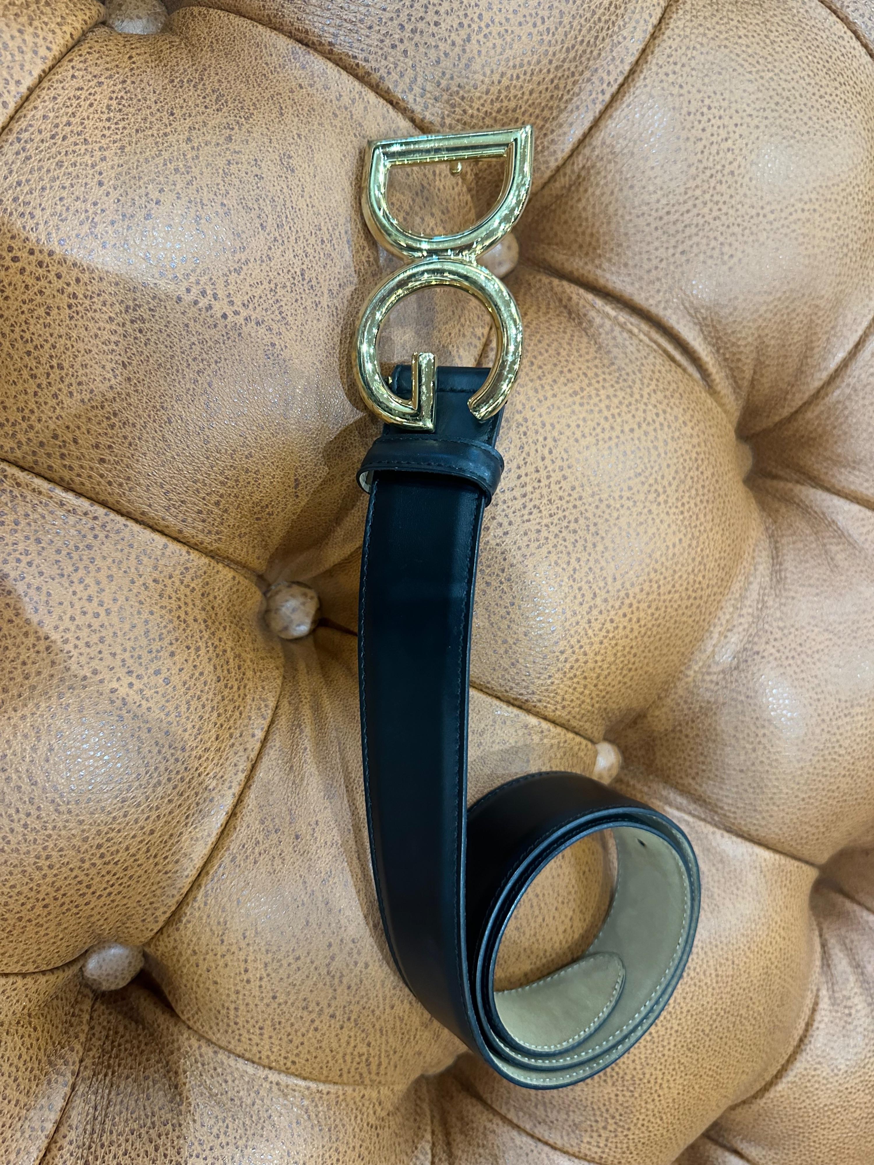 Dolce & Gabbana Black Leather DG Belt