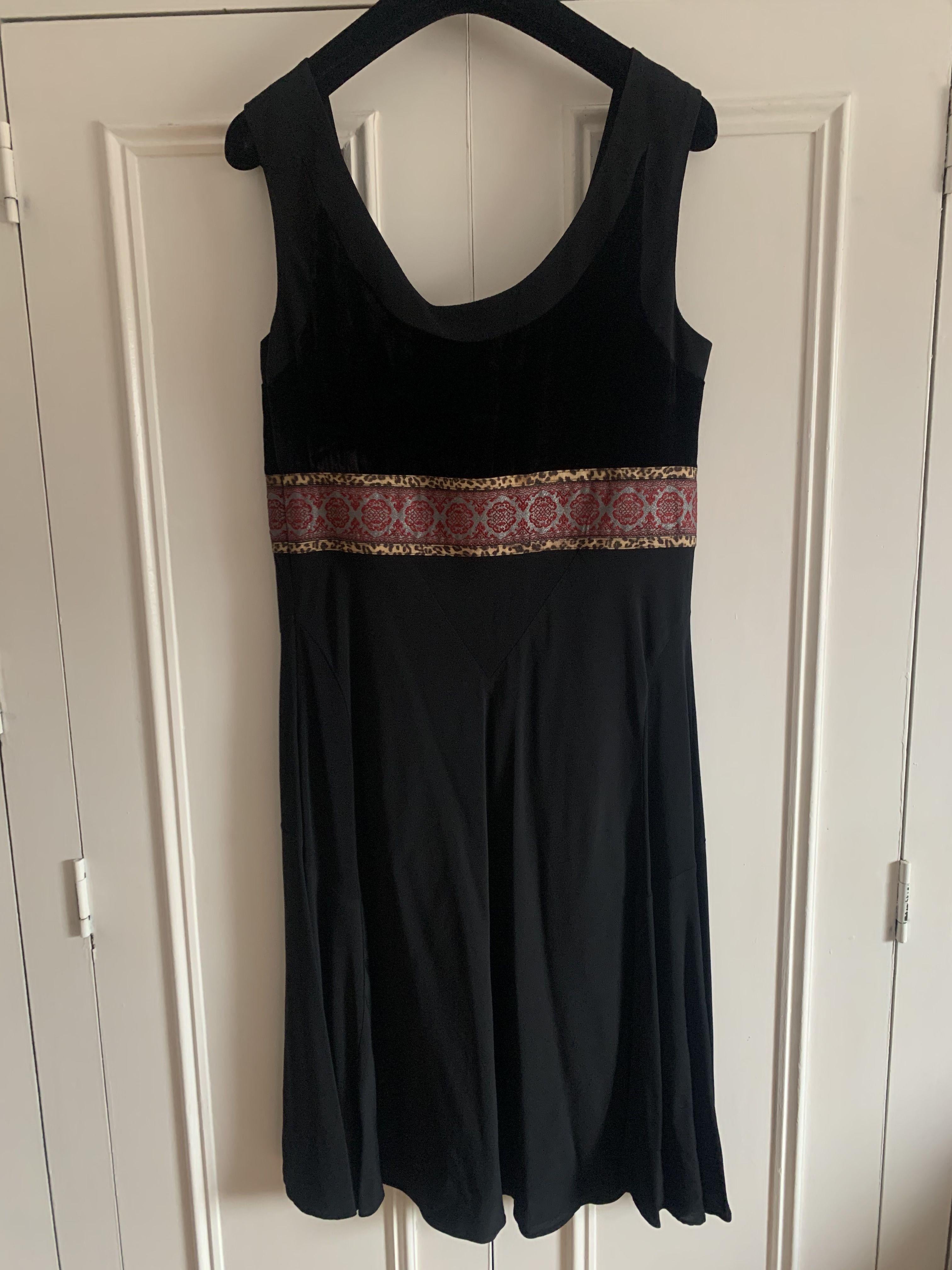 Galliano Black Satin Embroidered Dress