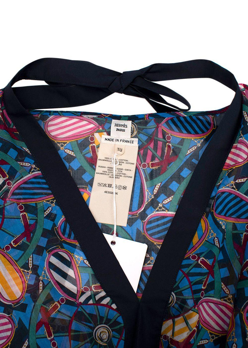 Hermes Blue Patterned En Roue Libre Beach Caftan Dress