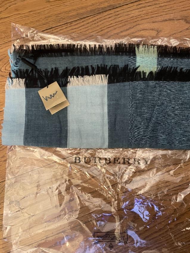 Burberry Slate Blue Wool & Silk Scarf
