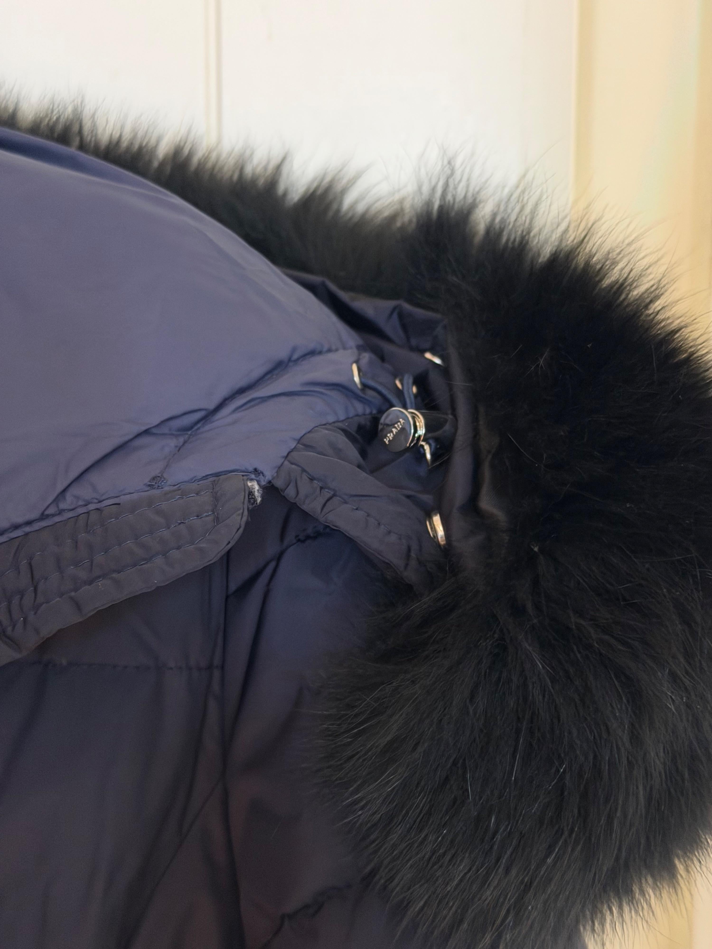 Prada Fur Trimmed Hood Puffer Coat