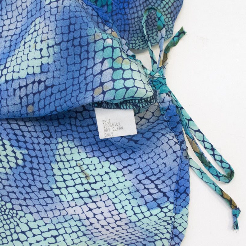Single Aqua Blue Print Silk Top