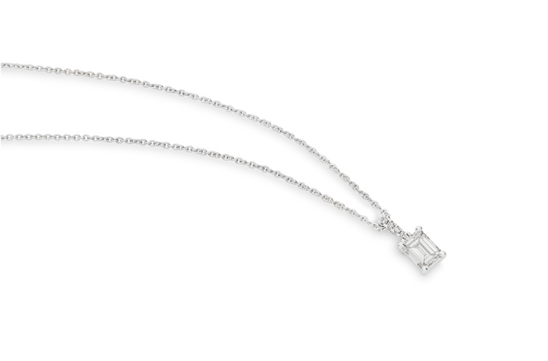 White Gold Emerald Cut Diamond Necklace