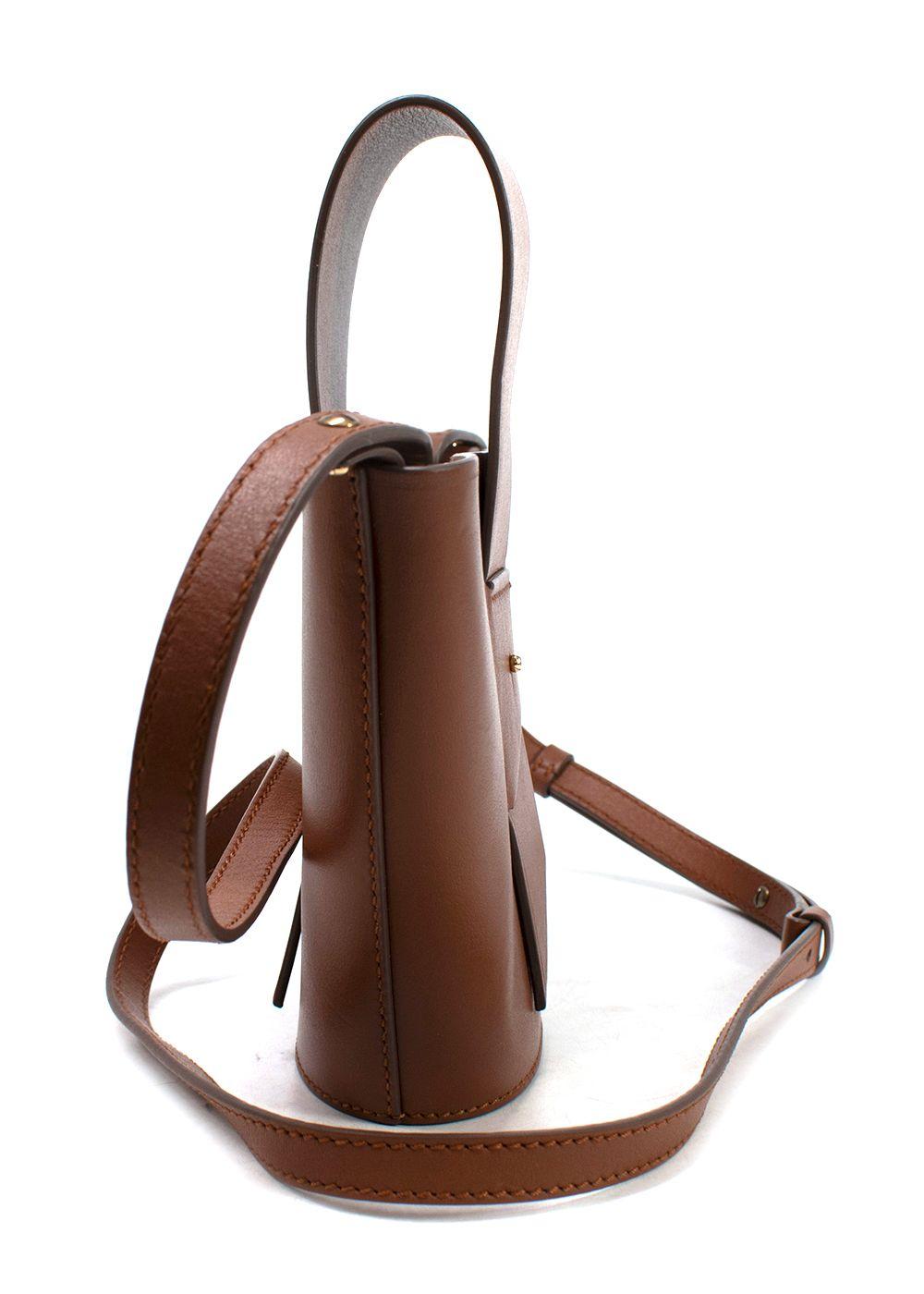 Carolina Santo Domingo Brown Leather Amphore Melone Bucket Bag
