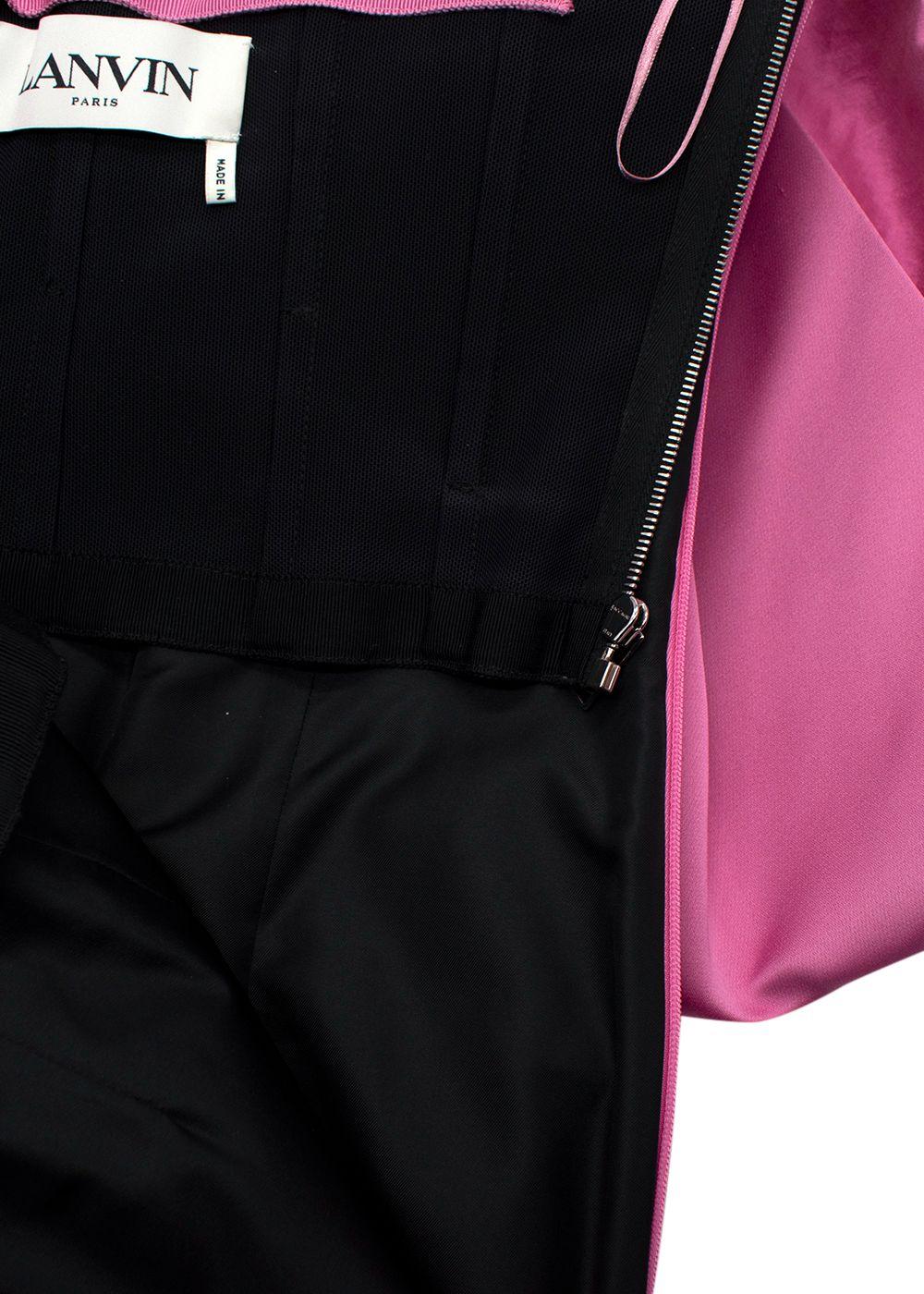 Lanvin Pink Satin Mini Dress with Train Detail