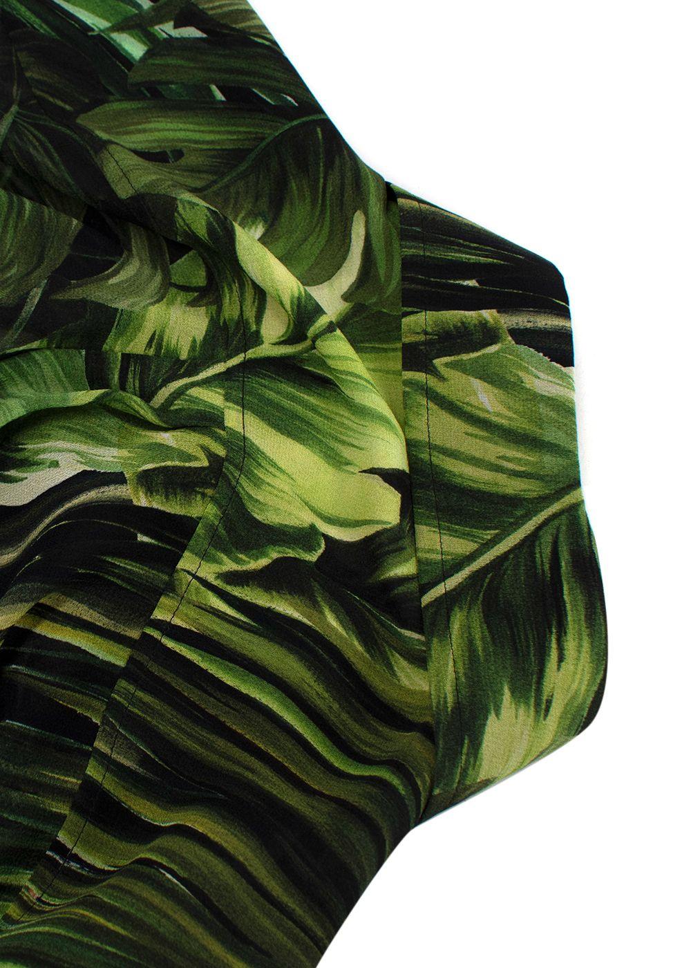 Dolce & Gabbana Green Banana-leaf print Silk Blouse