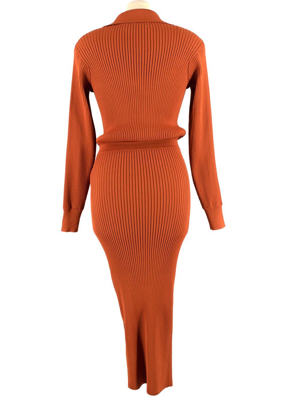 Rib Knit Polo Midi Dress