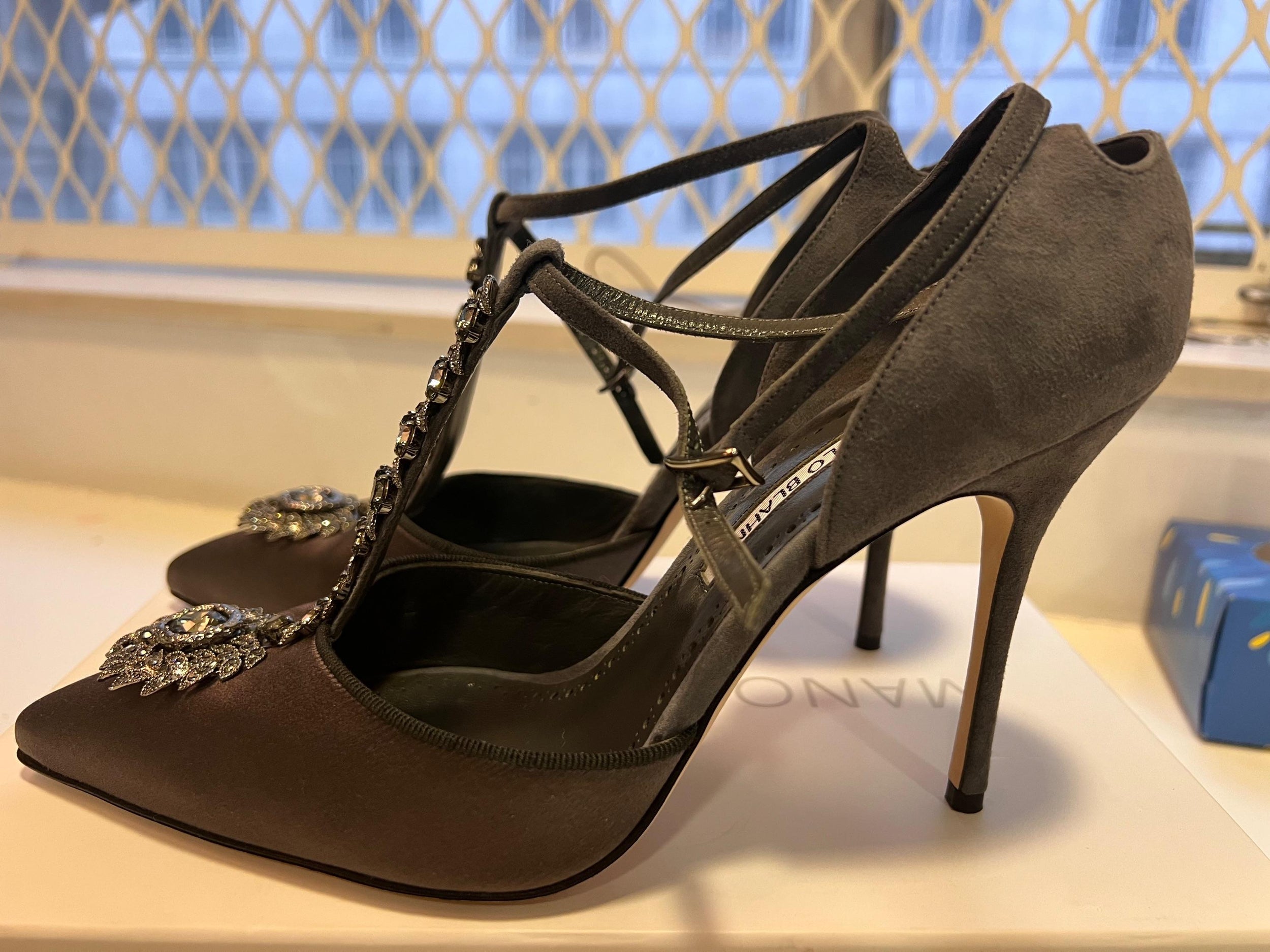 Dove Grey Eridania Crystal Sandals