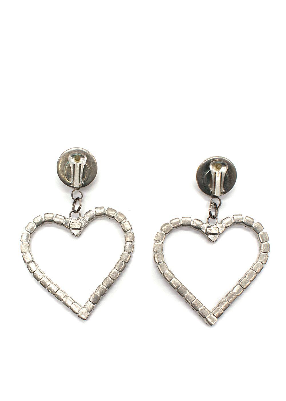 Alessandra Rich Crystal Heart Oversized Clip On Earrings