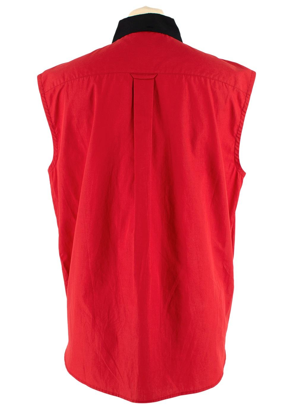 Prada Red Button-down Sleeveless Cotton-poplin Shirt