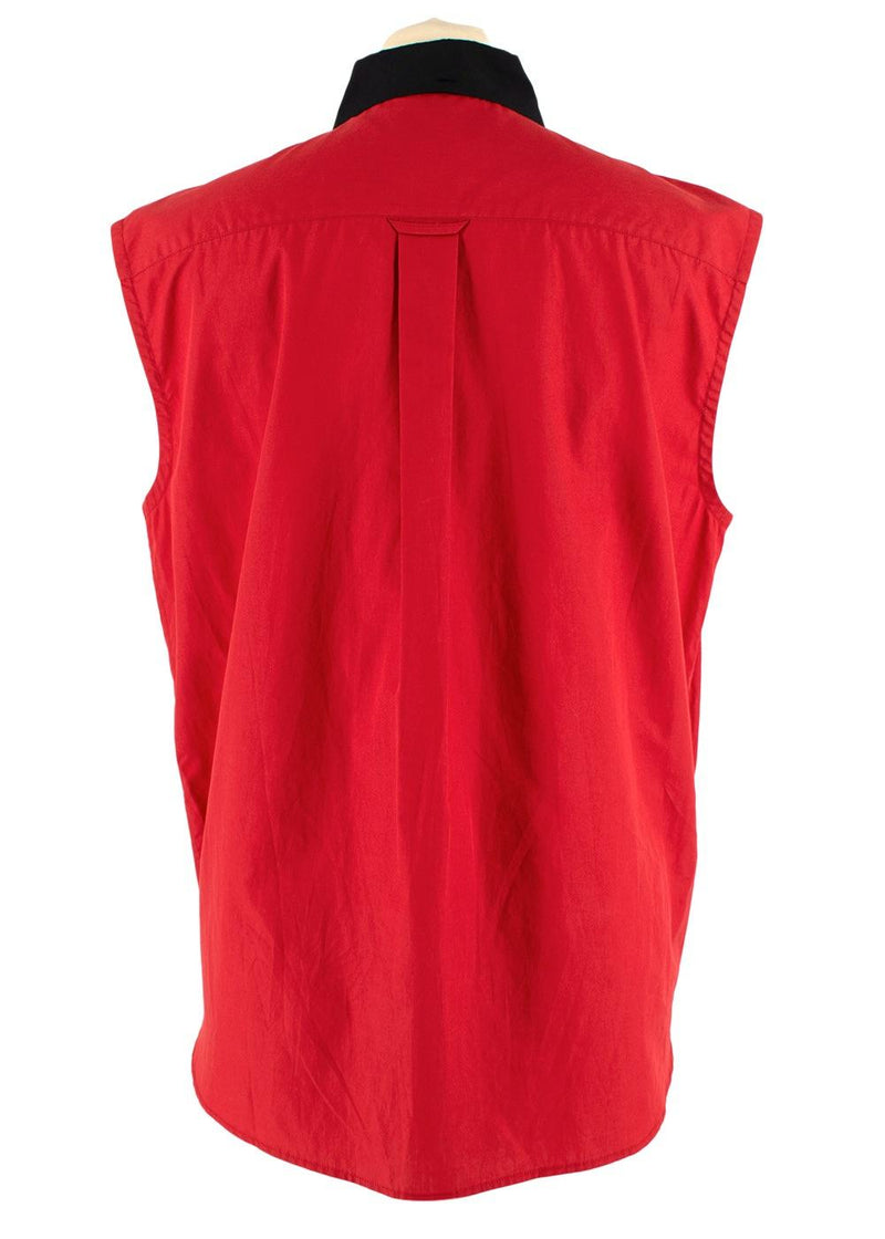 Prada Red Button-down Sleeveless Cotton-poplin Shirt