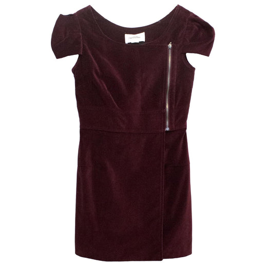 Eleven Paris Burgundy Velvet Zip Dress
