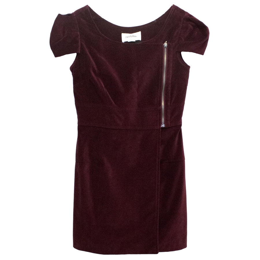 Eleven Paris Burgundy Velvet Zip Dress