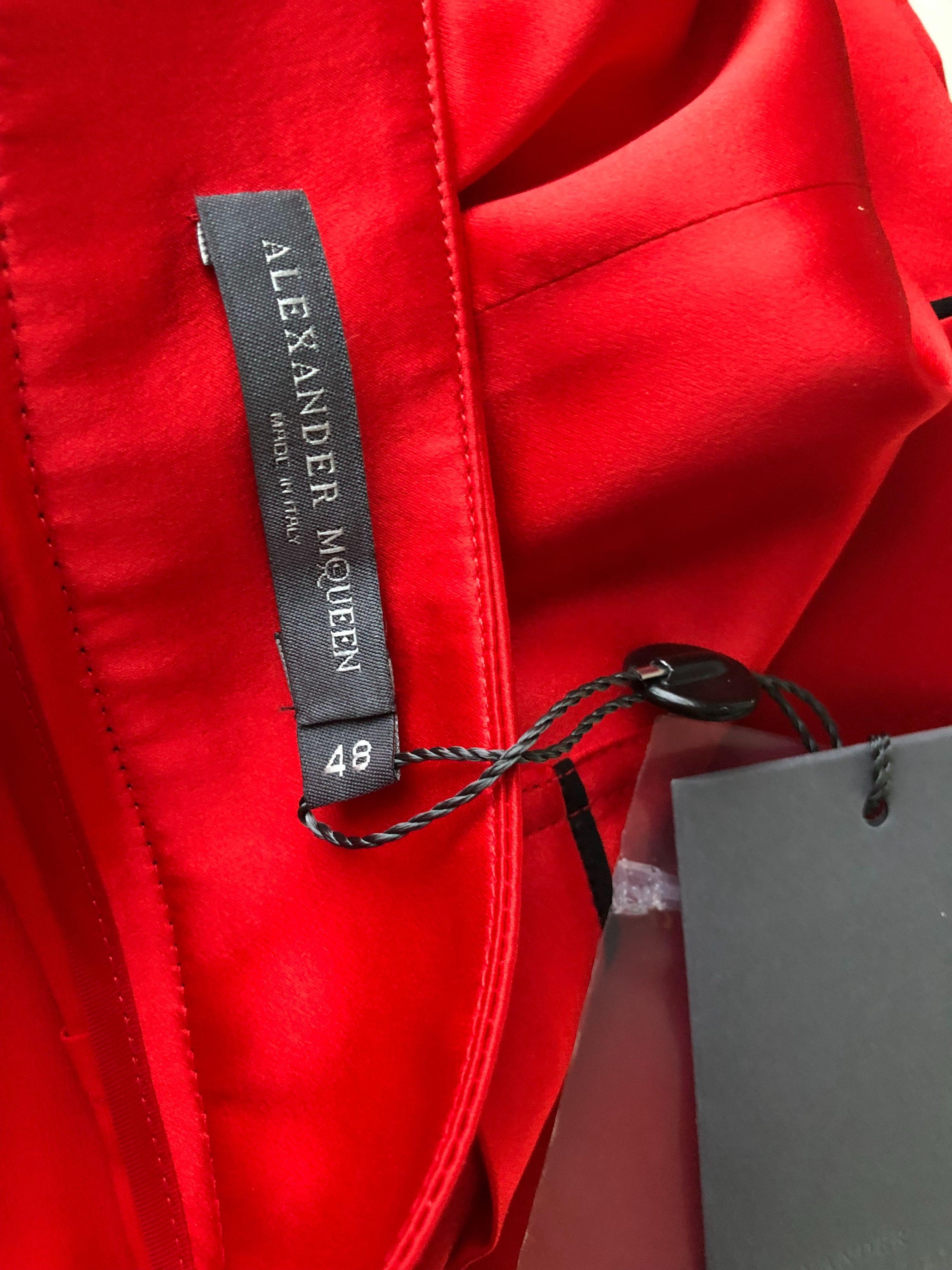 Red Silk Pants with Contrast Piping