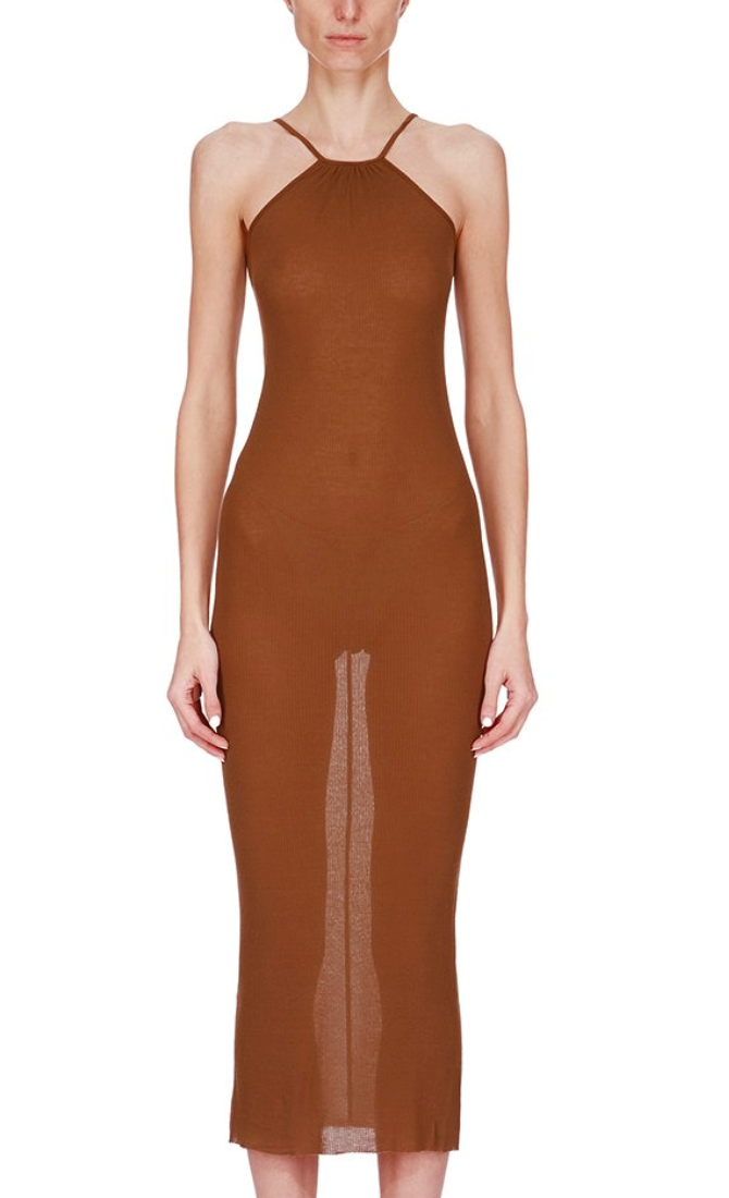 Rick Owens Skorpio Ribbed-Knit Midi Dress