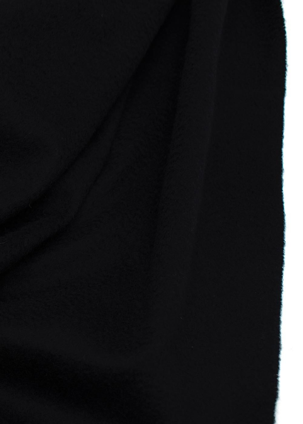 Hermes Black Cashmere Tassel Scarf