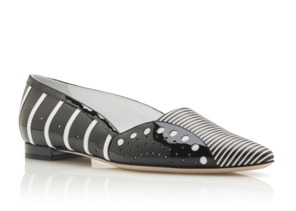 Manolo Blahnik Black & White Stripes Sinisa Flats