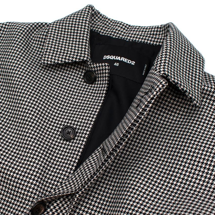 Dsquared2 Black & White Houndstooth Balmacaan Coat