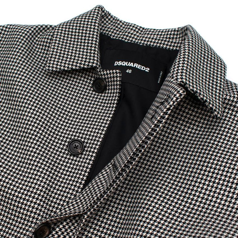 Dsquared2 Black & White Houndstooth Balmacaan Coat