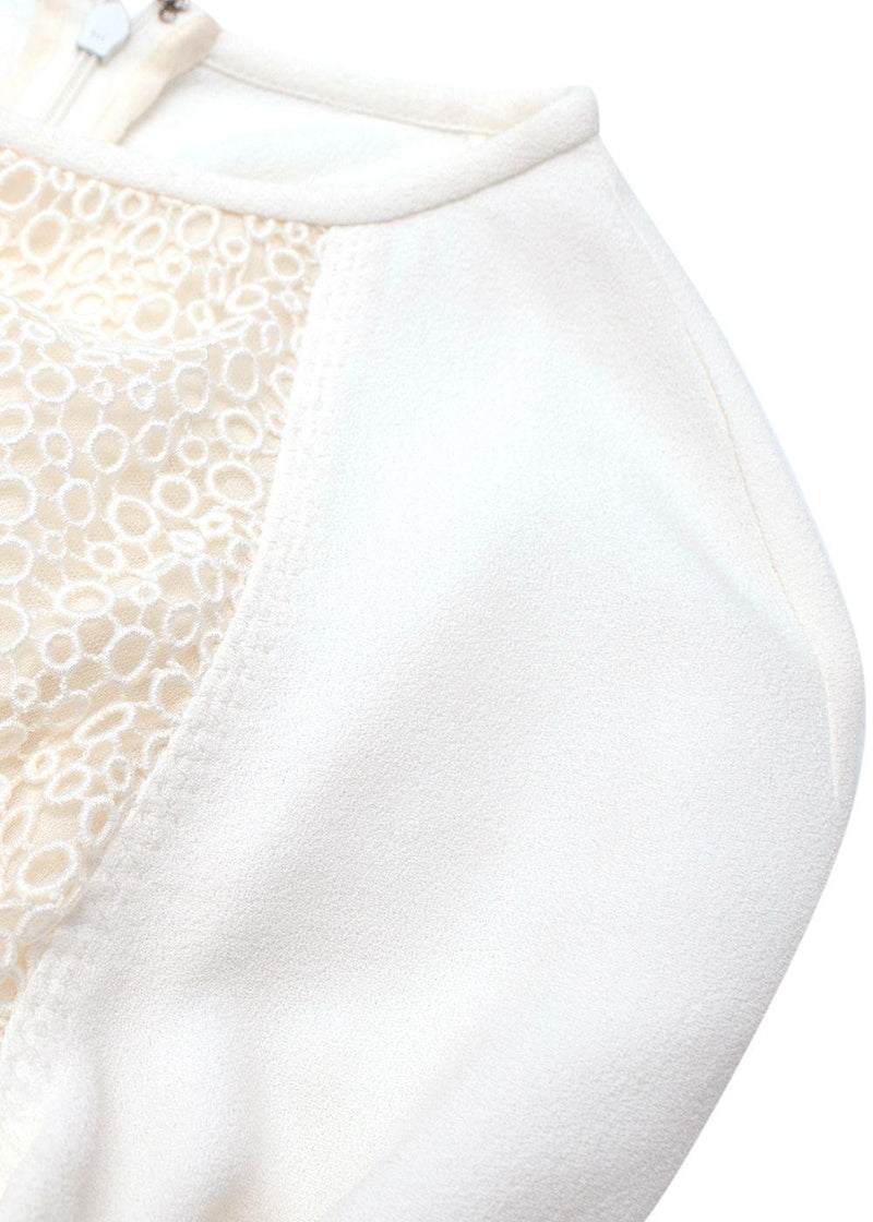Giambattista Valli Lace Top White Crepe Mini Dress