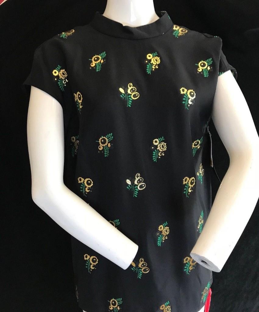 Stella Mccartney Portia Metallic Embroidered Crepe Top