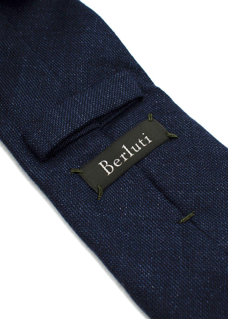 Berluti Navy Hemp-Wool Blend Tie