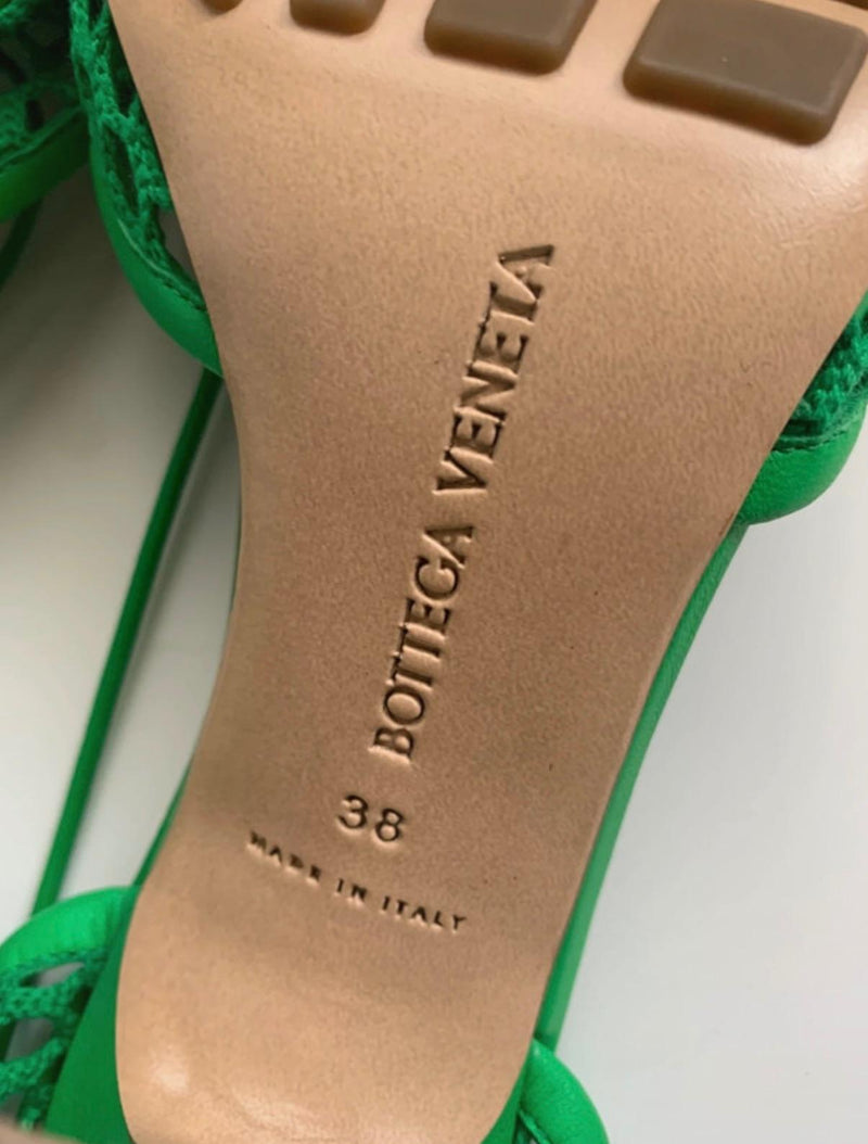 Bottega Veneta lace up leather-trimmed mesh pumps