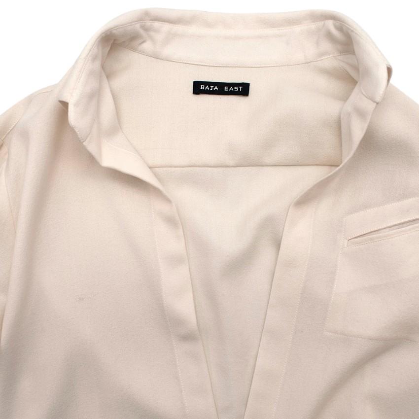Baja East Cream Wool-Crepe Point Collar Blouse