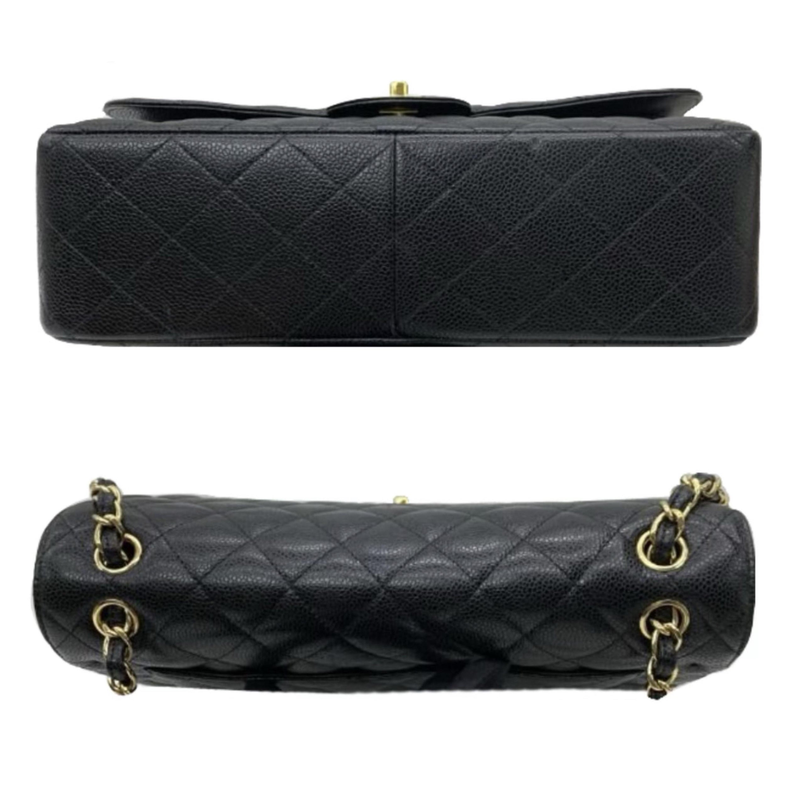 Chanel Black Caviar Leather Jumbo Double Flap Bag