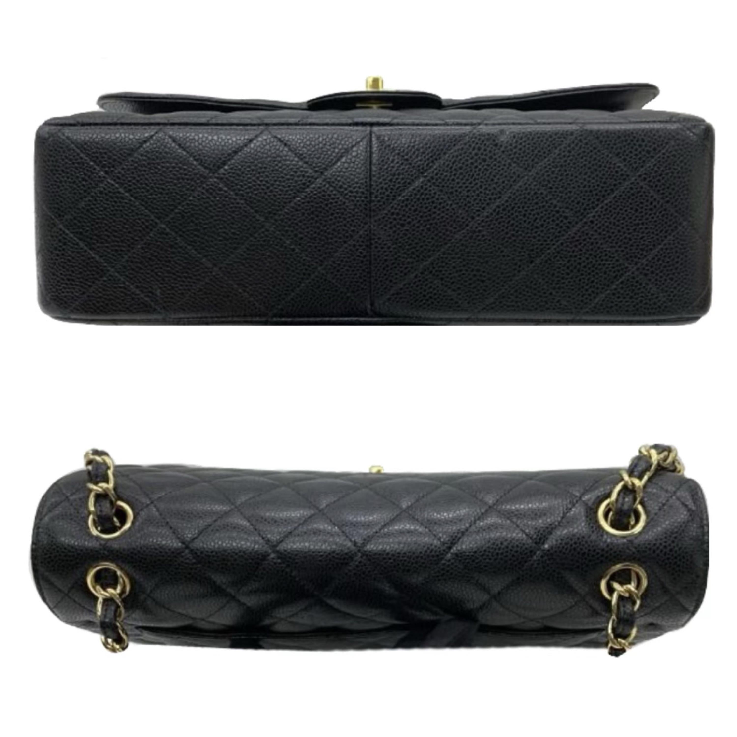 Chanel Black Caviar Leather Jumbo Double Flap Bag