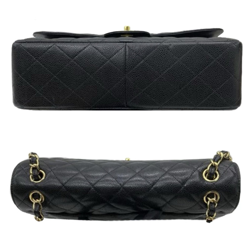 Chanel Black Caviar Leather Jumbo Double Flap Bag