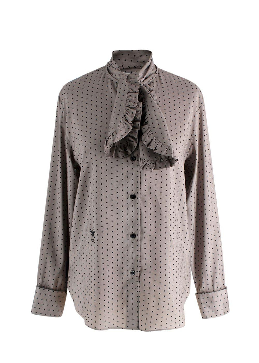 Dior Grey Polka Dot Silk Blouse
