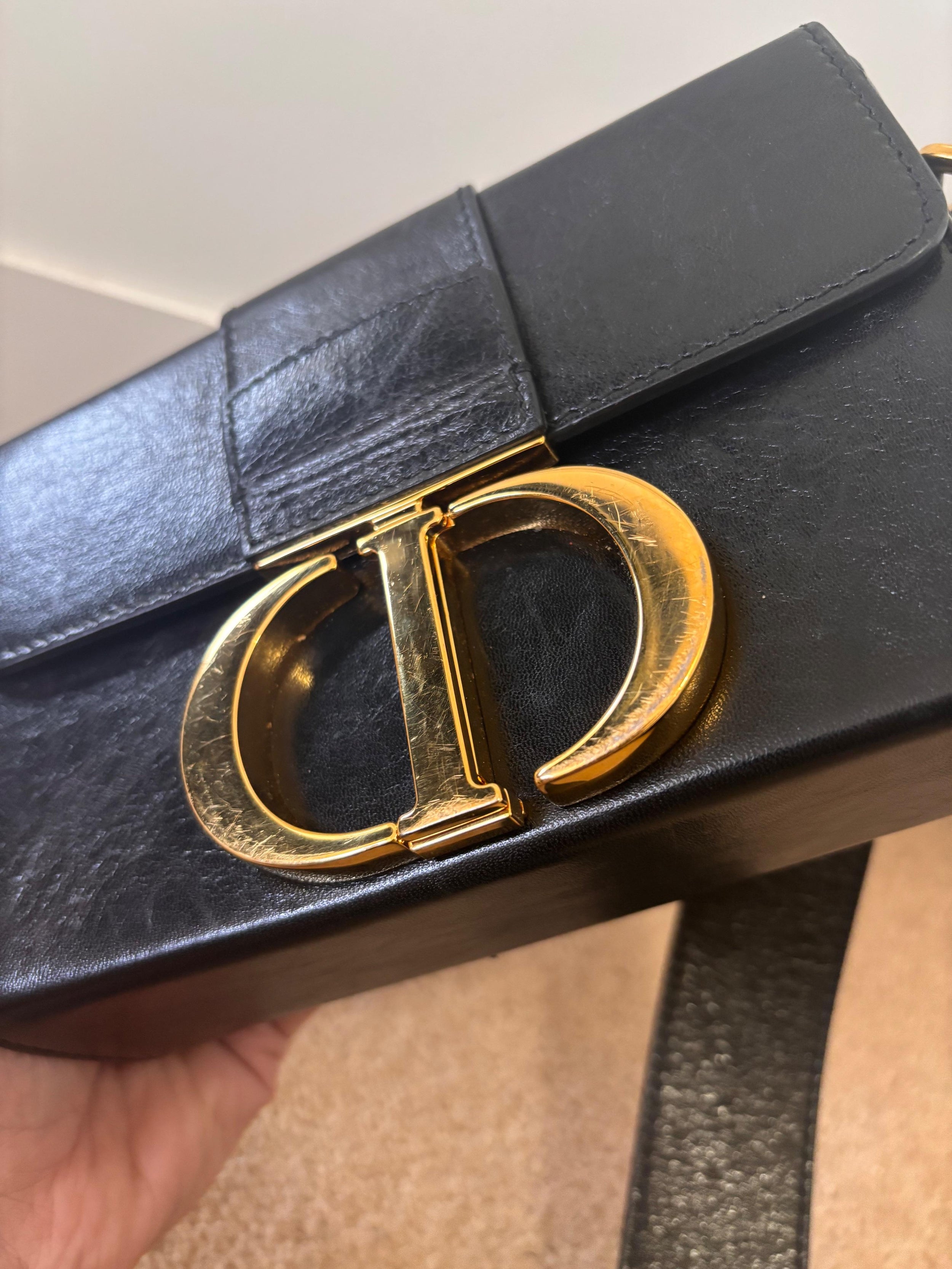 Small Black Leather Montaigne 30 Bag