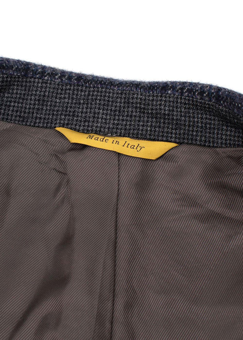 Canali Navy Check Kei Longline Coat
