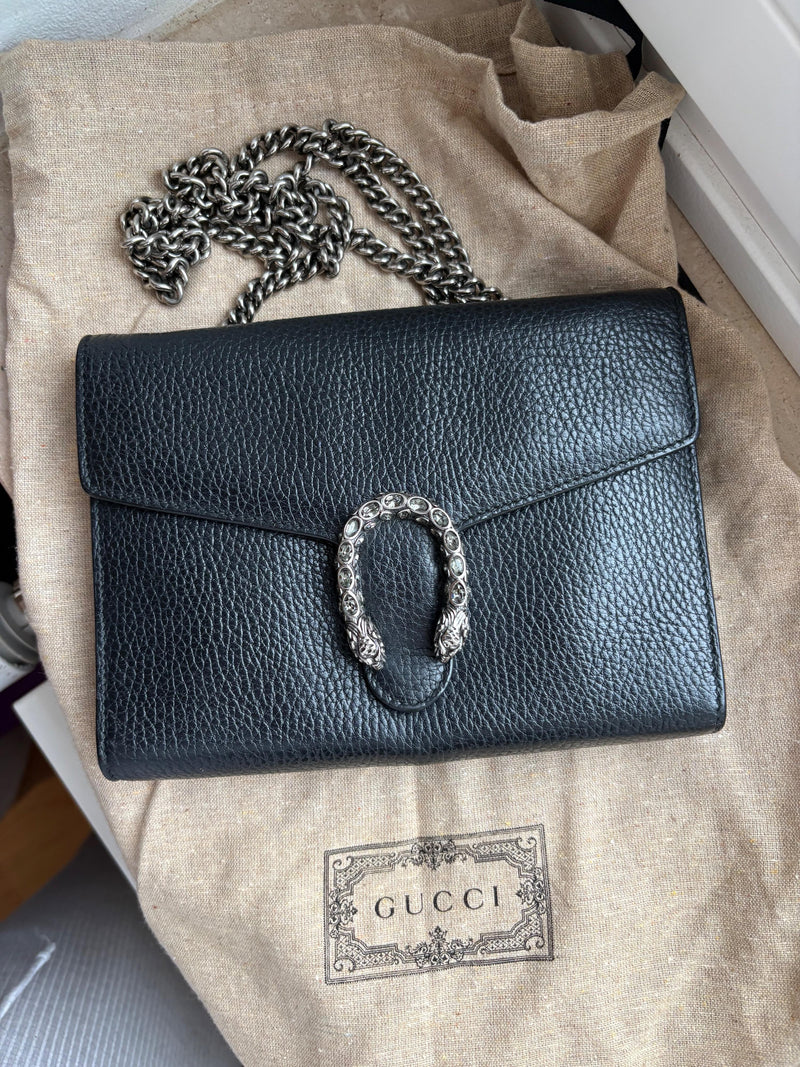 Gucci Black Leather Dionysus Crossbody Bag