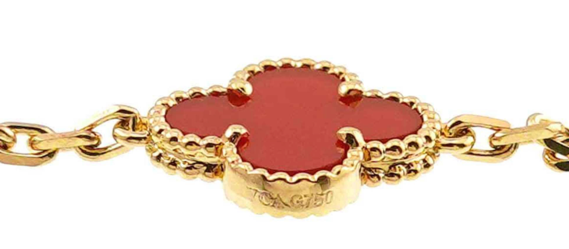 Van Cleef & Arpels Red Carnelian Vintage Alhambra Necklace