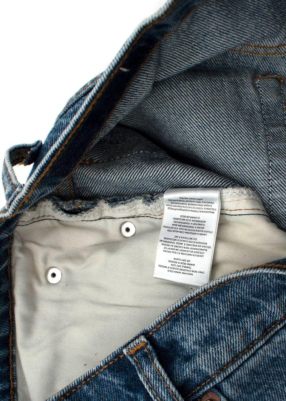 raw hem blue jeans