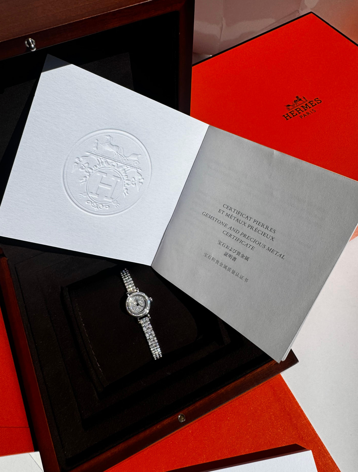 Hermes White Gold Diamond Set Watch