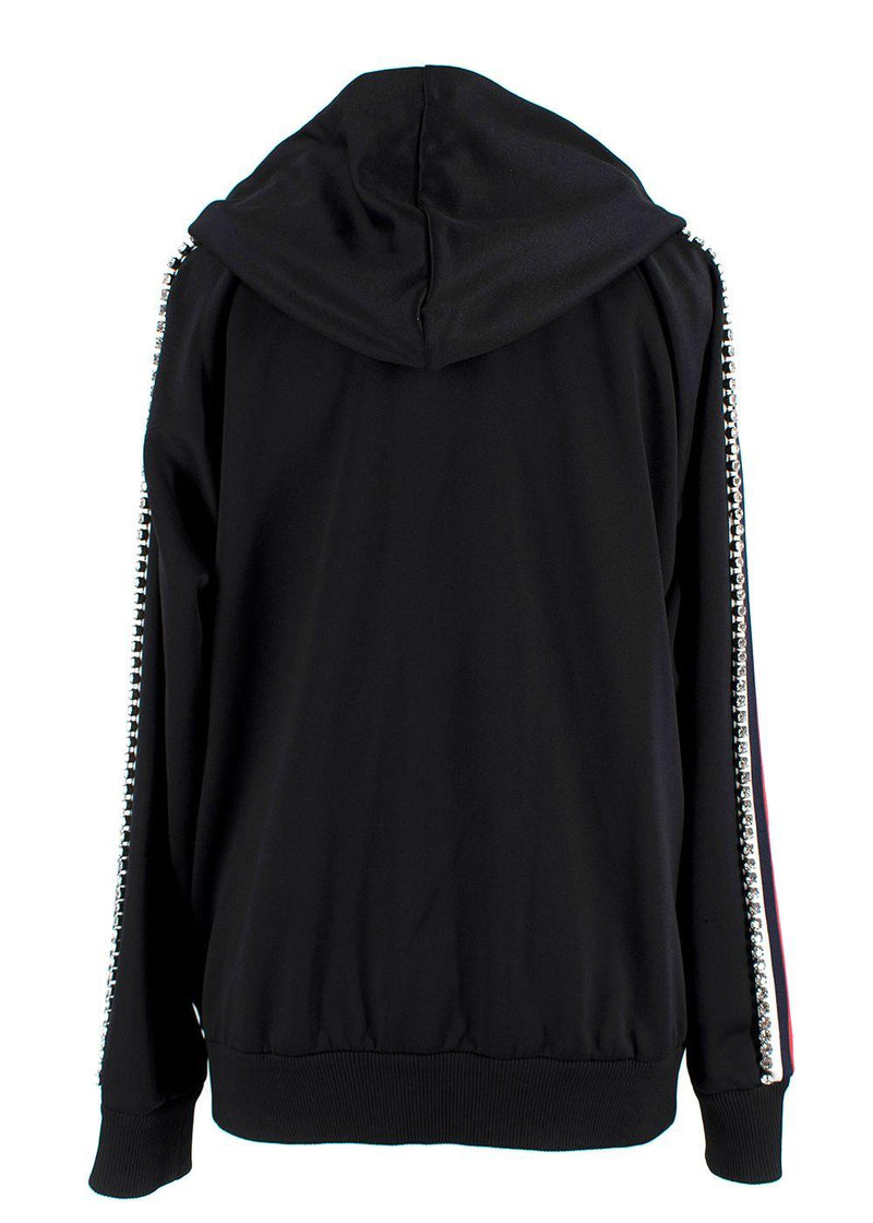 Gucci Black Crystal Stripe Sleeve Zip Up Hoodie