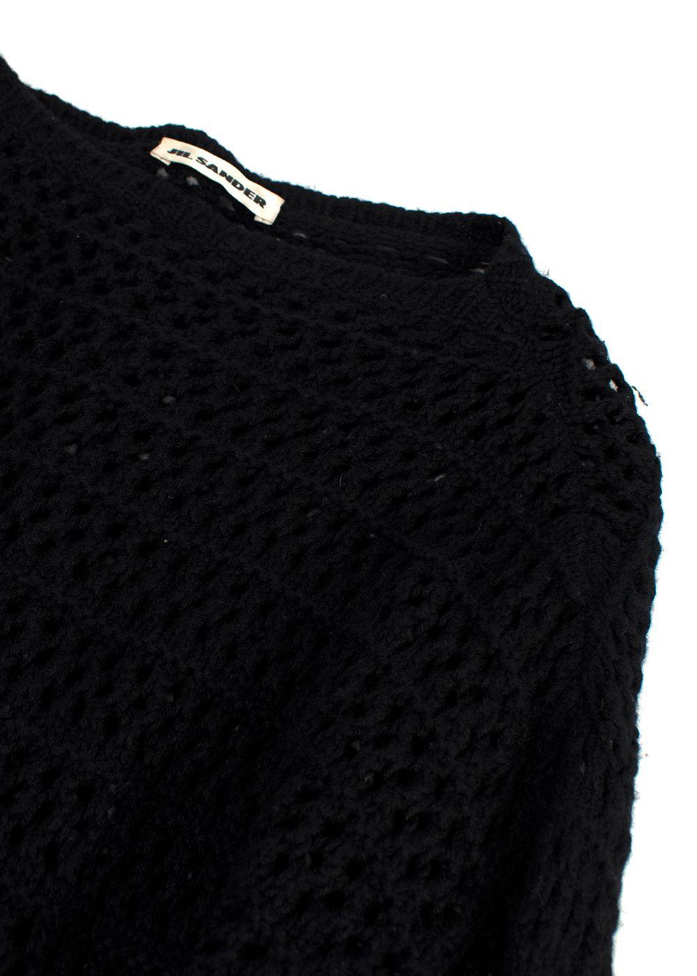 Jil Sander Black Cashmere Open Knit Longline Jumper
