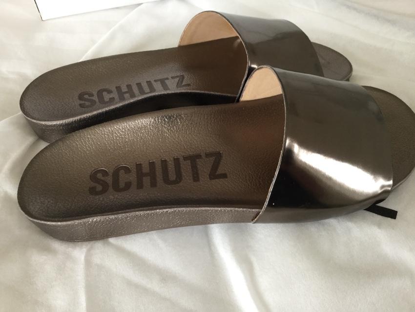 Schutz Camilis mirrored-leather slides